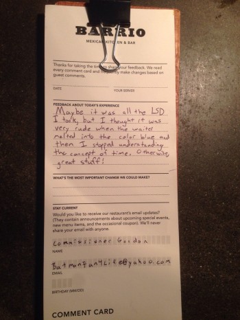 Comment card