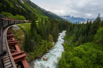 Train in Skagway, Alaska going into the Yukon