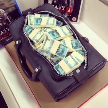 Bag full of money cake