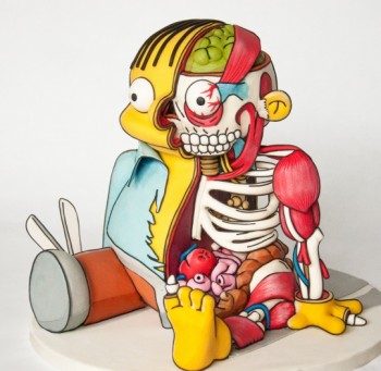 Cut-out Ralph Wiggum Cake