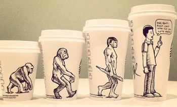 Drawings on coffee cups