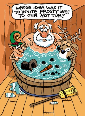 Frosty In The Hot Tub