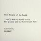 Dear People Of The World
