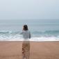 Girl wearing cute camo on the beach