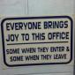 Glued to wall at work