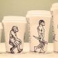 Drawings on coffee cups
